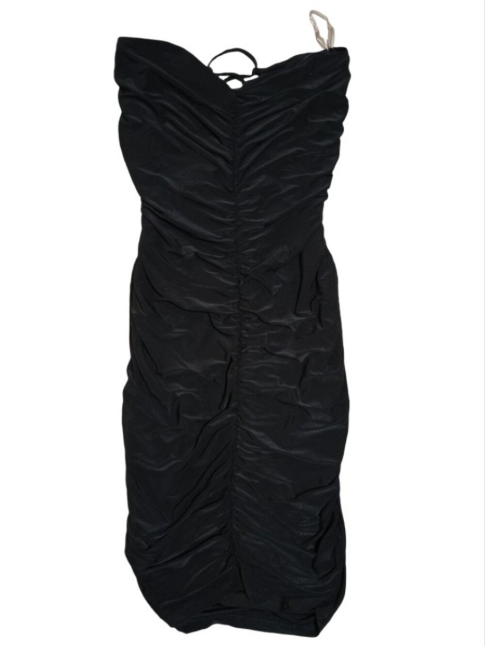 Sabora Black Strapless Ruched Bodycon Dress